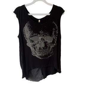 Ocasion Y2K Black Sleeveless Graphic Skull Muscle Tee Women’s XL Streetwear